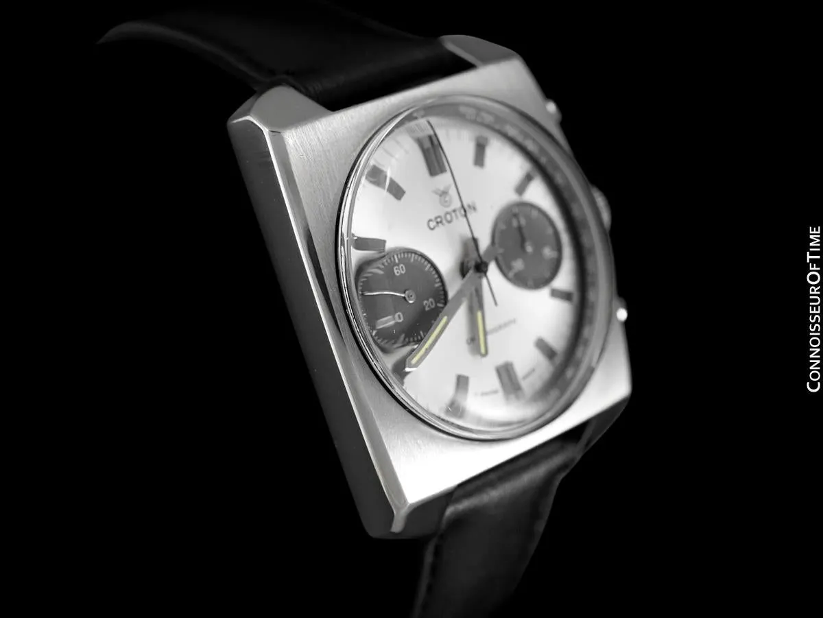 1960's Croton Swiss Vintage Mens Retro "Panda Dial" Chronograph Watch - Stainless Steel