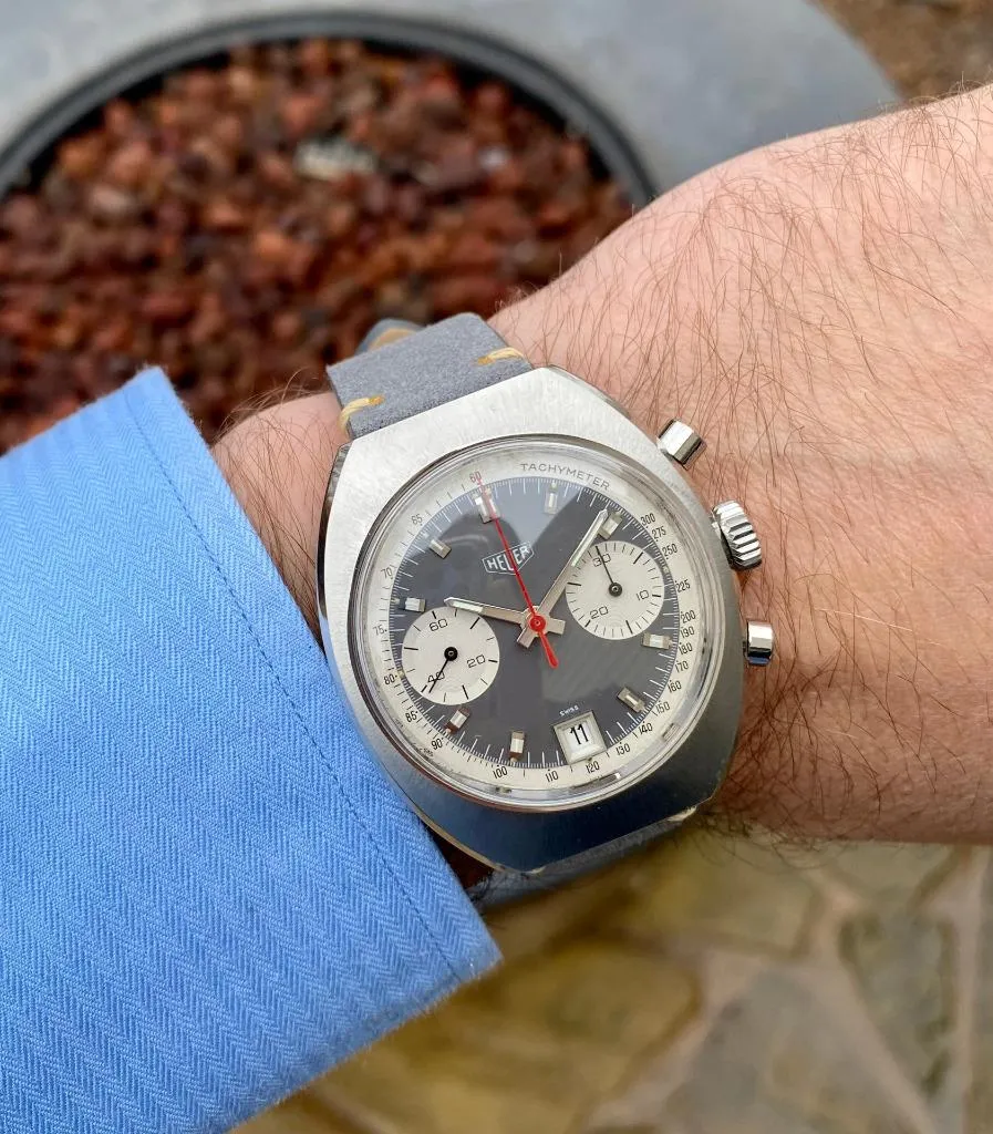 1960's Heuer Retro Vintage Valjoux 7734 Chronograph Mens Watch - Stainless Steel