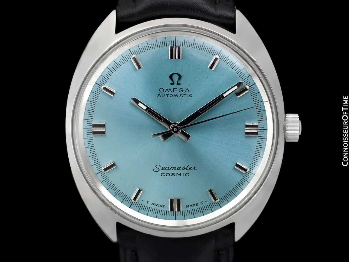 1960's Omega Vintage Mens Seamaster Cosmic Retro Cal. 552 Watch with Tiffany Blue Dial - Stainless Steel
