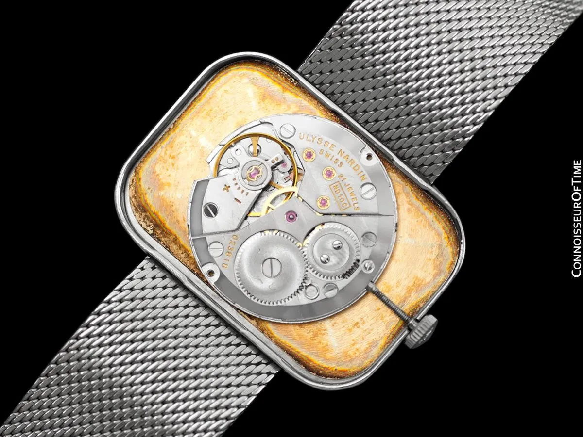 1960's Ulysse Nardin Vintage Mens Large TV Style Dress Watch - Stainless Steel