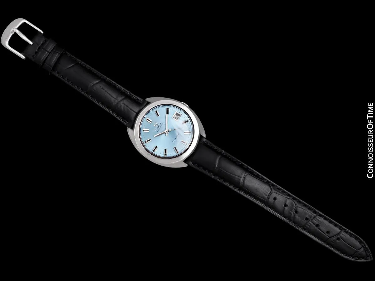1970 Omega Geneve Vintage Mens Rare Large 37mm Cal. 565 Automatic Watch with Tiffany Blue Dial - Stainless Steel