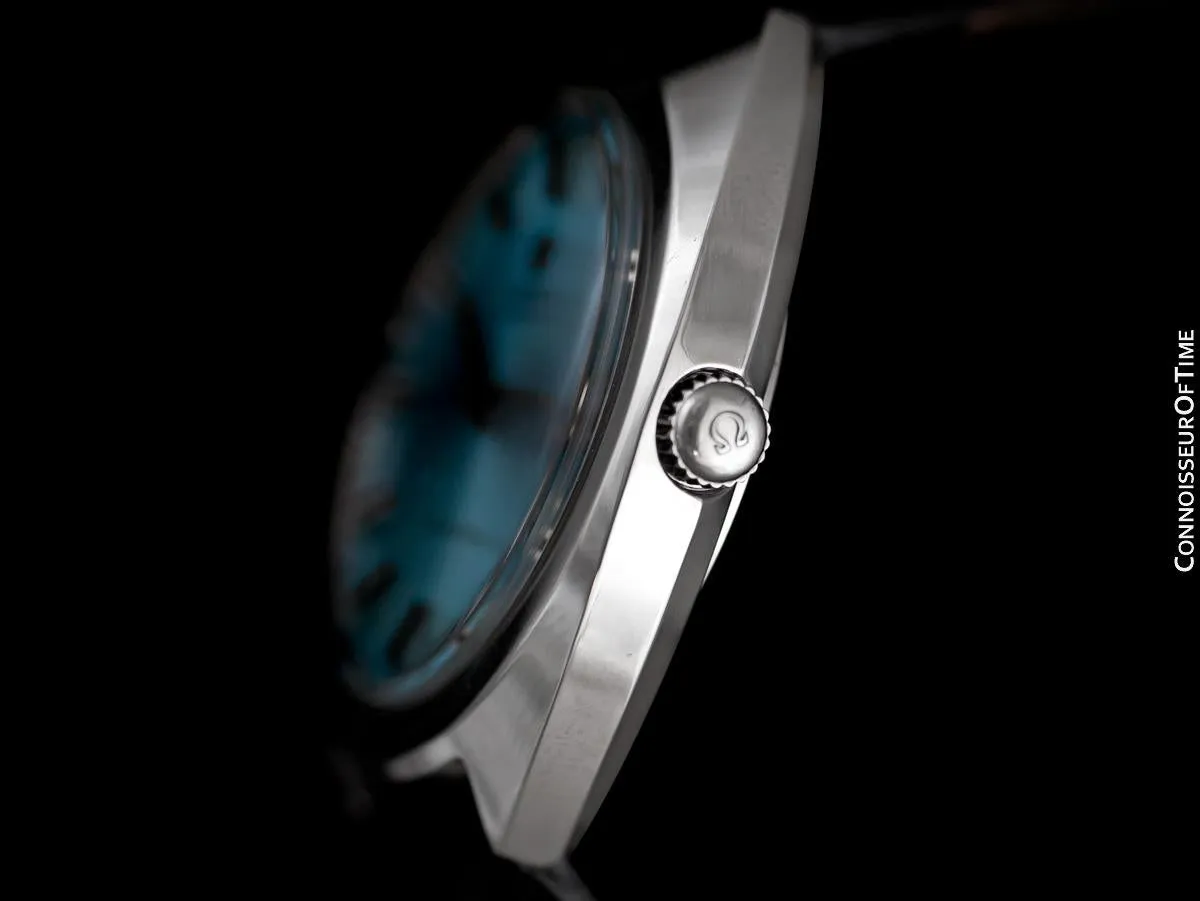 1970 Omega Geneve Vintage Mens Rare Large 37mm Cal. 565 Automatic Watch with Tiffany Blue Dial - Stainless Steel