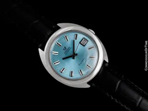 1970 Omega Geneve Vintage Mens Rare Large 37mm Cal. 565 Automatic Watch with Tiffany Blue Dial - Stainless Steel