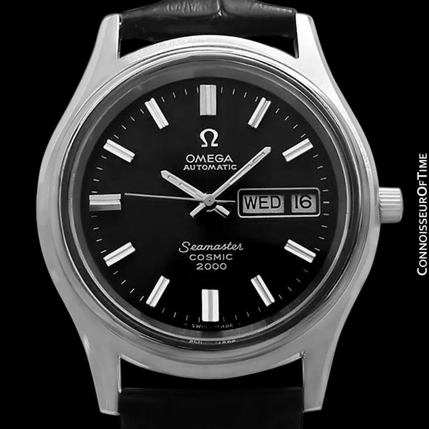 1970's Omega Seamaster Cosmic 2000 Vintage Mens Dive Watch, Automatic, Day Date - Stainless Steel