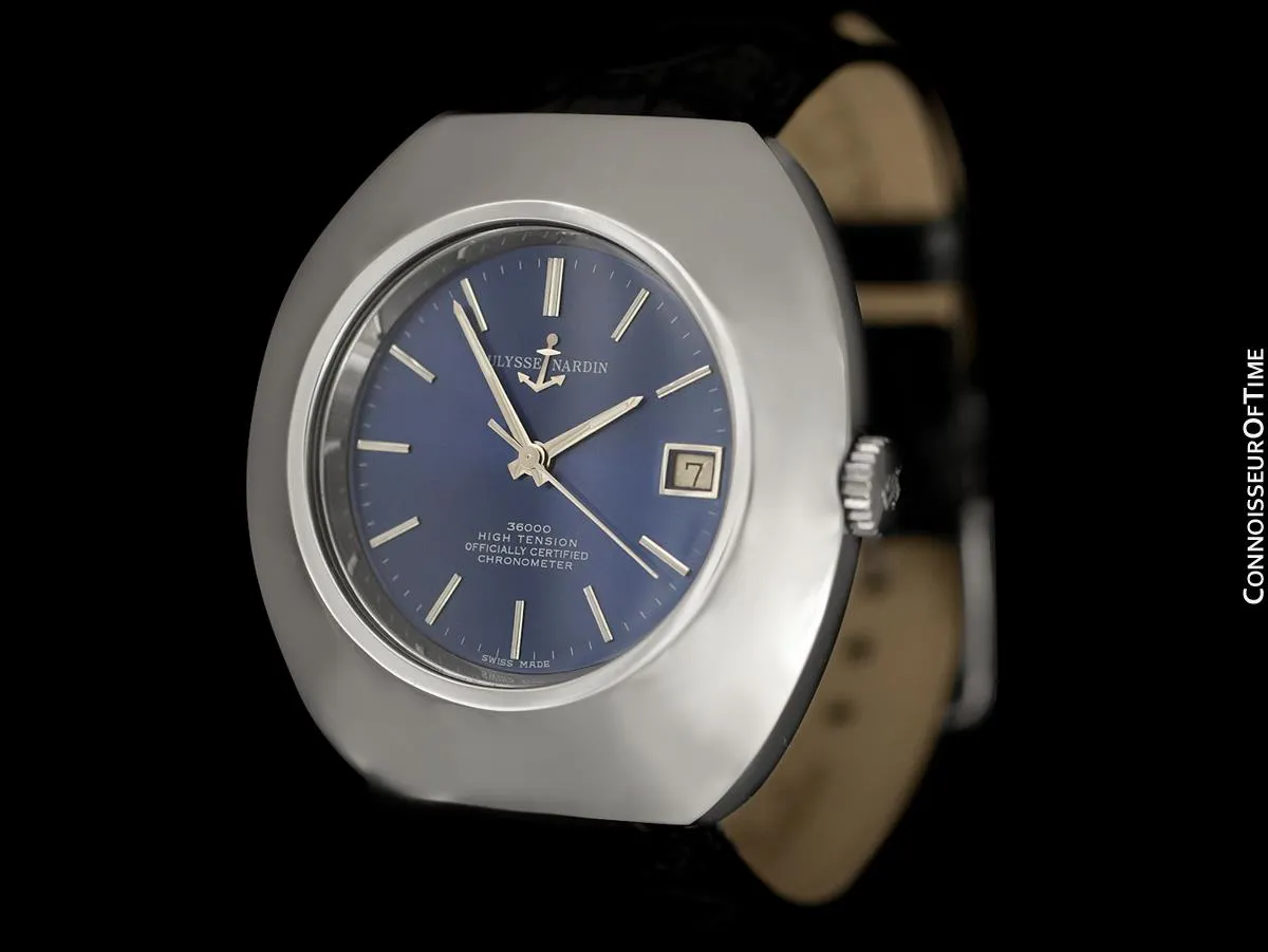 1970's Ulysse Nardin Vintage Mens Large 36,000 BPH Watch, Stainless Steel - Officially Certified Chronometer