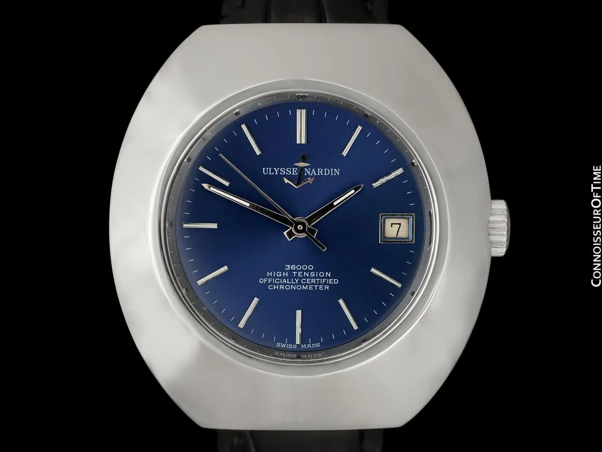 1970's Ulysse Nardin Vintage Mens Large 36,000 BPH Watch, Stainless Steel - Officially Certified Chronometer