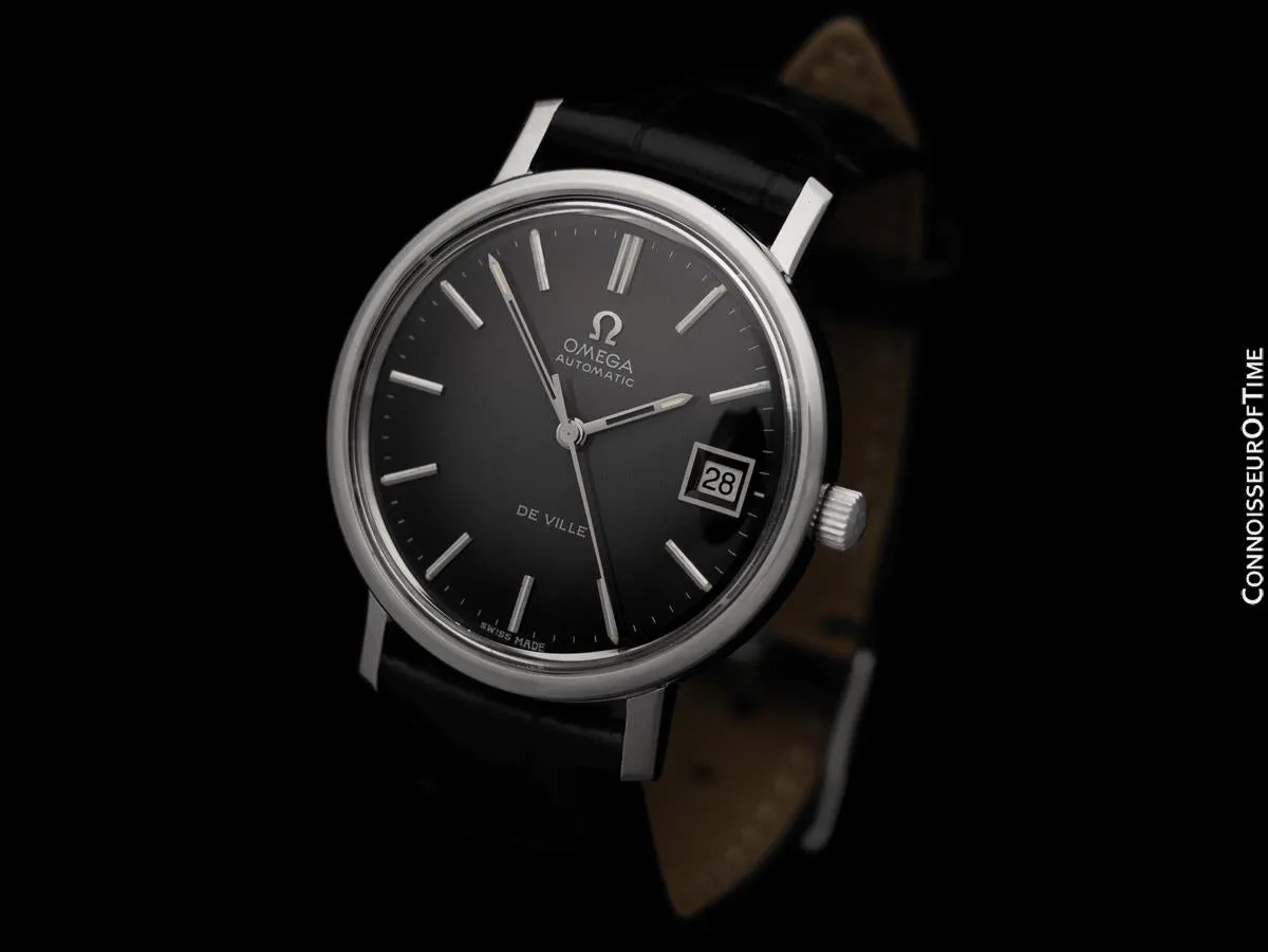 1972 Omega De Ville Vintage Mens Full Size Automatic Watch with Gray Dial - Stainless Steel