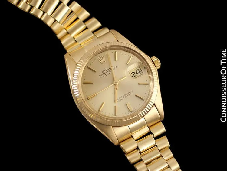 1972 Rolex Oyster Perpetual Date Mens Watch (Datejust President Bracelet), Champagne Dial - 18K Gold