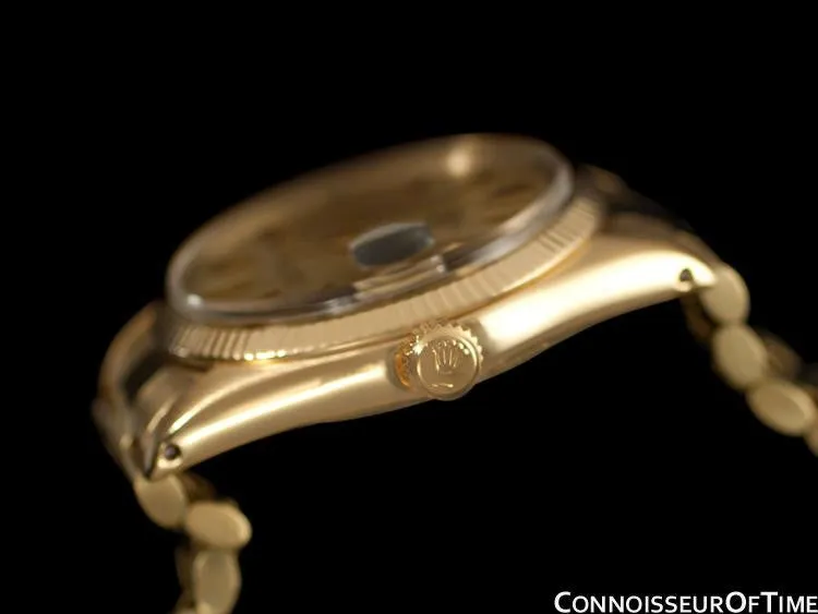 1972 Rolex Oyster Perpetual Date Mens Watch (Datejust President Bracelet), Champagne Dial - 18K Gold