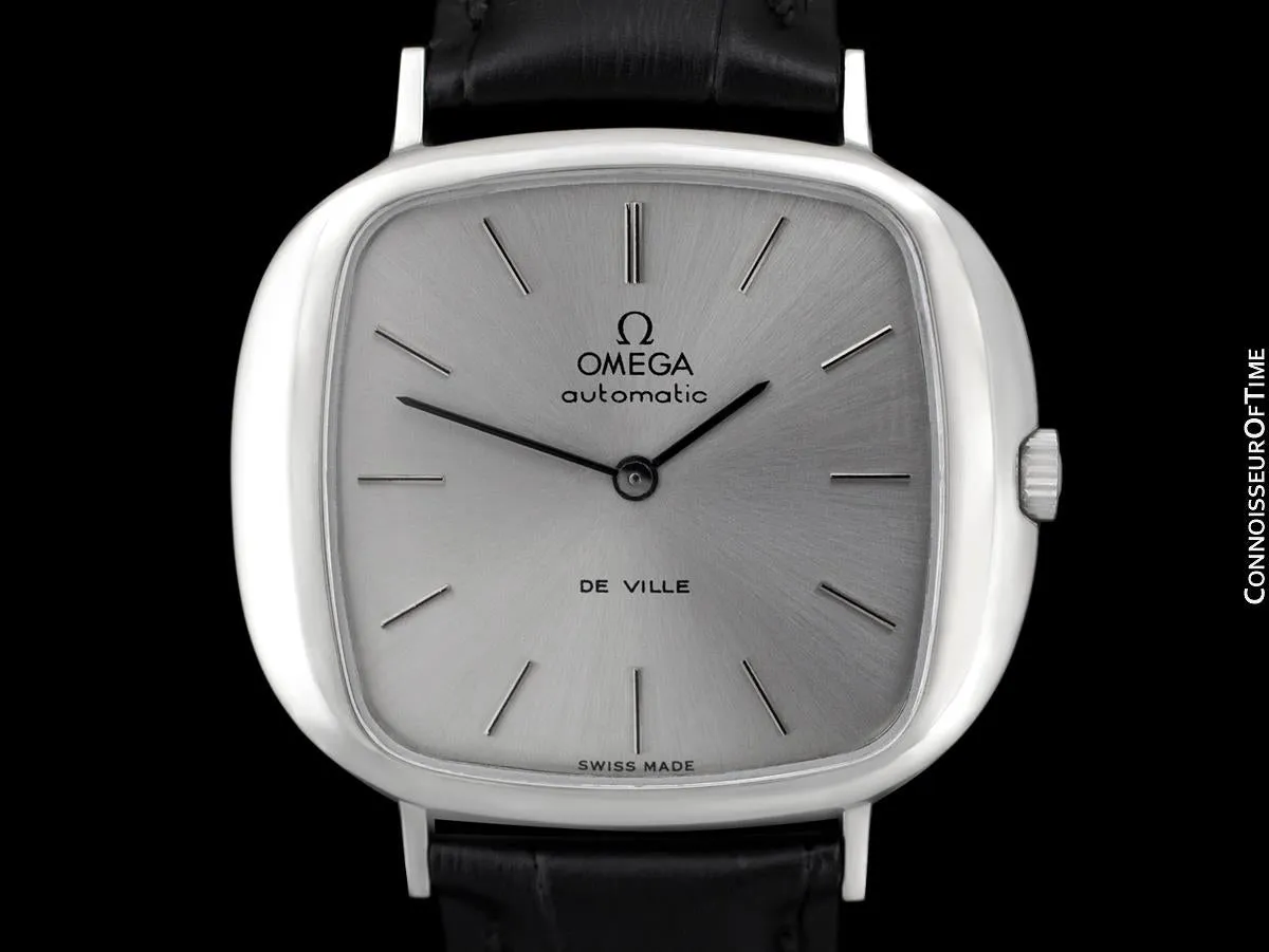 1973 Omega De Ville Mens Automatic Retro Full Size "TV" Watch - Stainless Steel