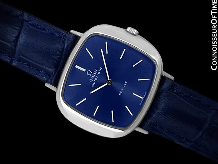 1973 Omega De Ville Mens Automatic Retro Full Size "TV" Watch - Stainless Steel