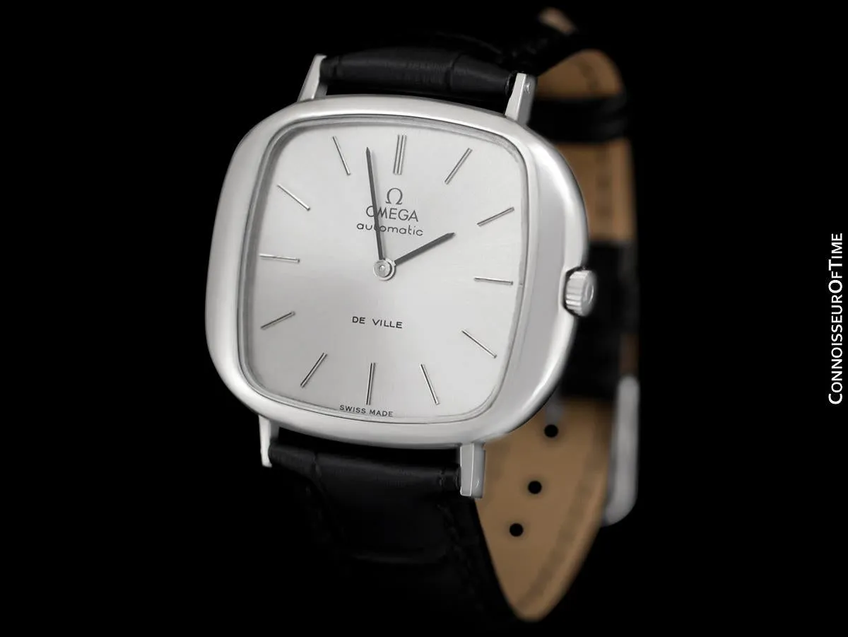 1973 Omega De Ville Mens Automatic Retro Full Size "TV" Watch - Stainless Steel