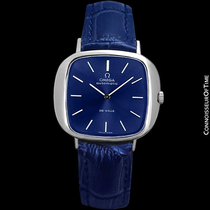 1973 Omega De Ville Mens Automatic Retro Full Size "TV" Watch - Stainless Steel
