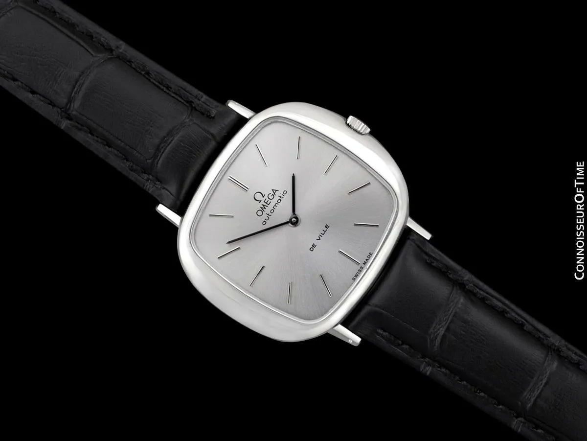 1973 Omega De Ville Mens Automatic Retro Full Size "TV" Watch - Stainless Steel