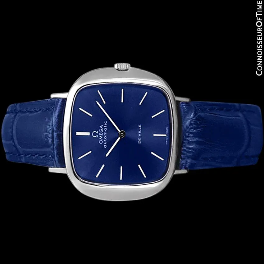 1973 Omega De Ville Mens Automatic Retro Full Size "TV" Watch - Stainless Steel