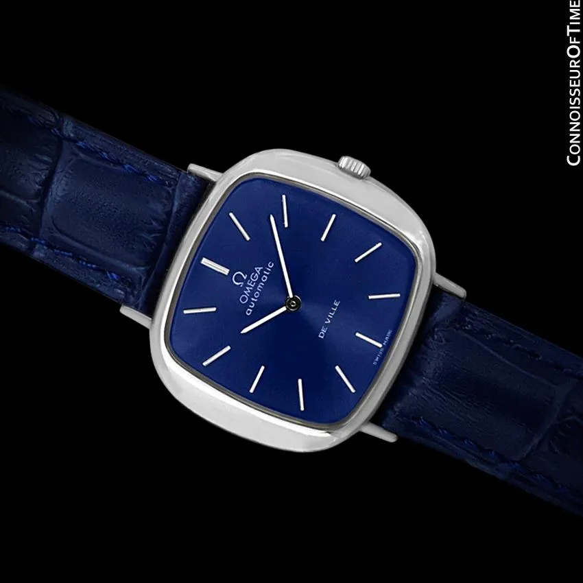 1973 Omega De Ville Mens Automatic Retro Full Size "TV" Watch - Stainless Steel