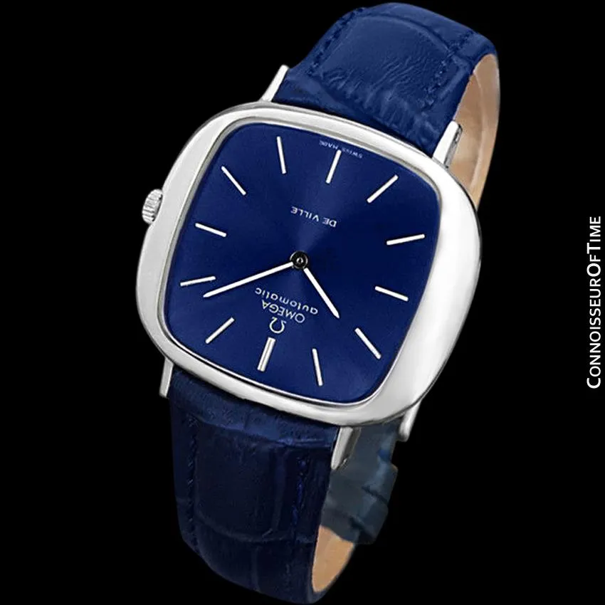 1973 Omega De Ville Mens Automatic Retro Full Size "TV" Watch - Stainless Steel