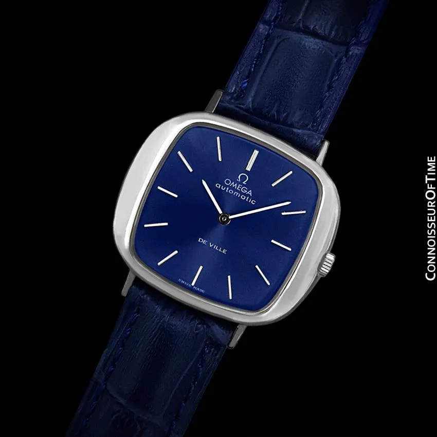 1973 Omega De Ville Mens Automatic Retro Full Size "TV" Watch - Stainless Steel