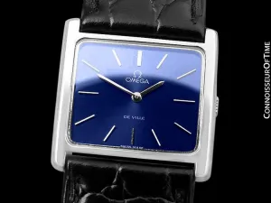 1973 Omega De Ville Vintage "Boys" Unisex or Mens Midsize Retro Ultra Thin TV Watch - Stainless Steel