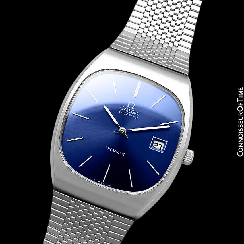 1975 Omega De Ville Classic Vintage Mens Transitional Cal. 1320 Quartz Watch, Date - Stainless Steel