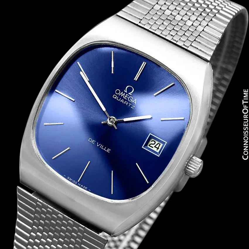 1975 Omega De Ville Classic Vintage Mens Transitional Cal. 1320 Quartz Watch, Date - Stainless Steel