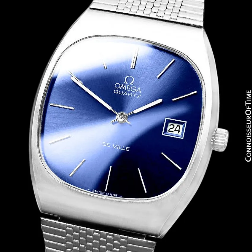 1975 Omega De Ville Classic Vintage Mens Transitional Cal. 1320 Quartz Watch, Date - Stainless Steel