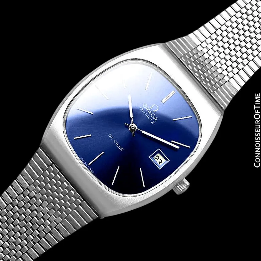 1975 Omega De Ville Classic Vintage Mens Transitional Cal. 1320 Quartz Watch, Date - Stainless Steel