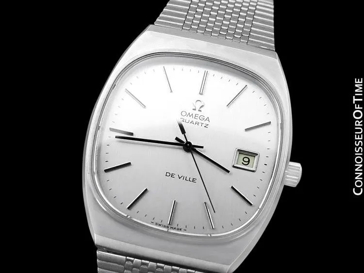 1978 Omega De Ville Classic Vintage Mens Silver Dial Quartz Watch, Date - Stainless Steel