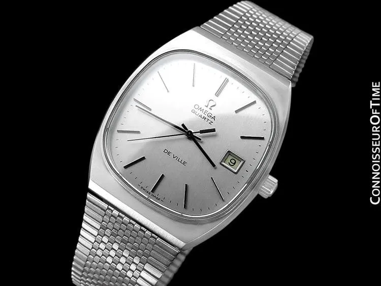 1978 Omega De Ville Classic Vintage Mens Silver Dial Quartz Watch, Date - Stainless Steel