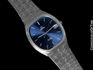 1981 Omega "De Ville" Classic Retro Mens Quartz Watch, Quick-Setting Hour, Date - Stainless Steel