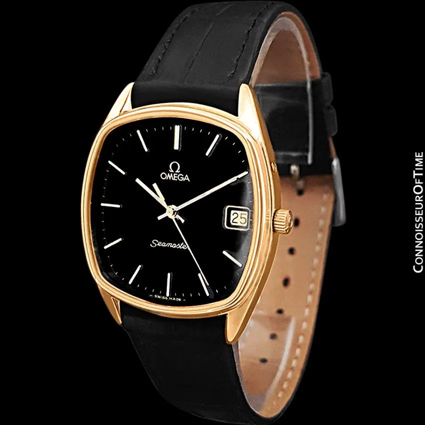 1981 Omega Seamaster Classic Accuset Vintage Mens Retro Quartz Watch - 18K Gold Plated & Stainless Steel