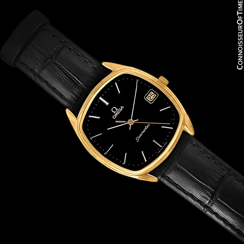 1981 Omega Seamaster Classic Accuset Vintage Mens Retro Quartz Watch - 18K Gold Plated & Stainless Steel