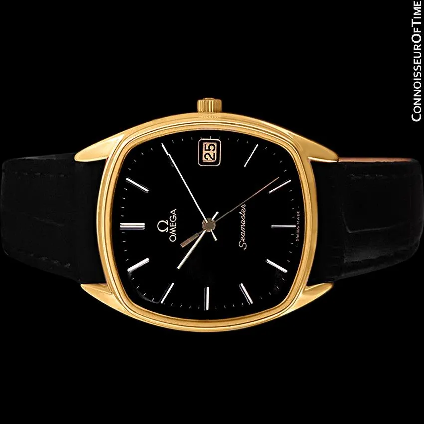 1981 Omega Seamaster Classic Accuset Vintage Mens Retro Quartz Watch - 18K Gold Plated & Stainless Steel