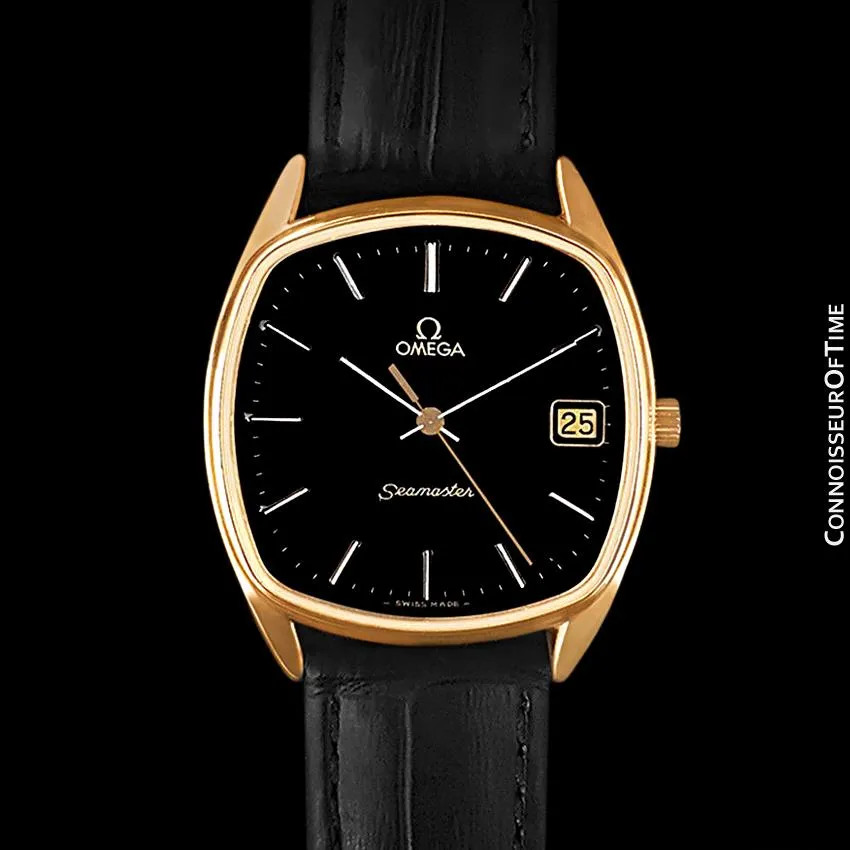 1981 Omega Seamaster Classic Accuset Vintage Mens Retro Quartz Watch - 18K Gold Plated & Stainless Steel