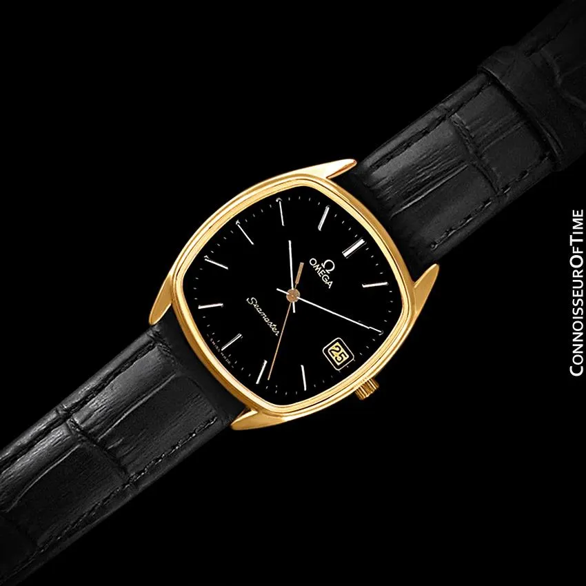 1981 Omega Seamaster Classic Accuset Vintage Mens Retro Quartz Watch - 18K Gold Plated & Stainless Steel