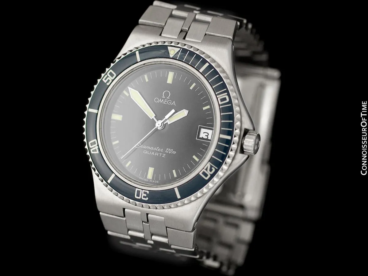 1984 Omega Seamaster Calypso 120M Vintage Full Size Mens Quartz Watch, Date - Stainless Steel