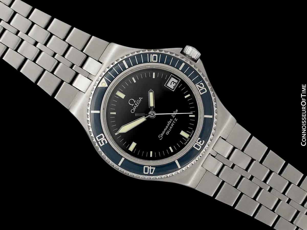 1984 Omega Seamaster Calypso 120M Vintage Full Size Mens Quartz Watch, Date - Stainless Steel