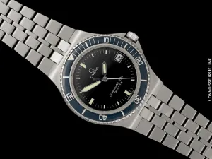 1984 Omega Seamaster Calypso 120M Vintage Full Size Mens Quartz Watch, Date - Stainless Steel
