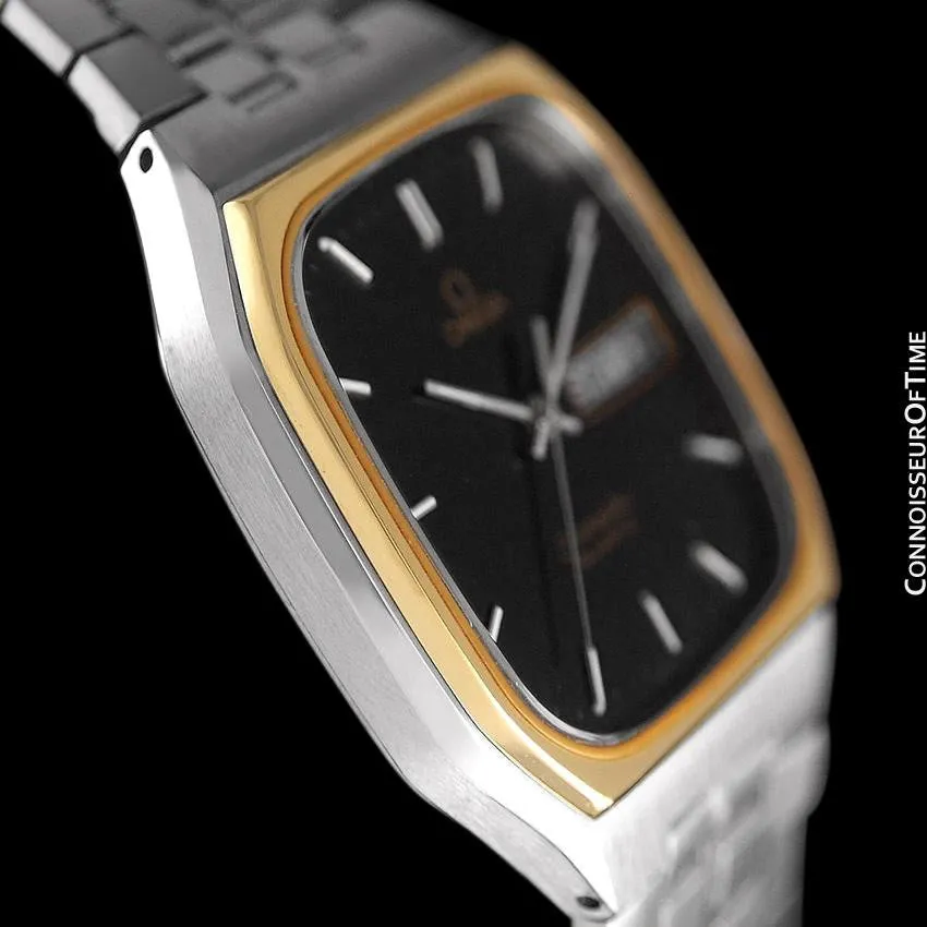 1984 Omega Seamaster Classic Retro Vintage Mens Quartz Watch, Day Date - Stainless Steel & 18K Gold Plated