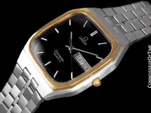 1984 Omega Seamaster Classic Retro Vintage Mens Quartz Watch, Day Date - Stainless Steel & 18K Gold Plated