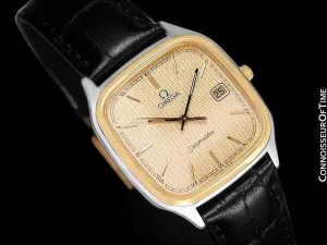 1985 Omega Seamaster Brest Vintage Mens Retro Quartz Watch - Stainless Steel & 18K Gold Plated