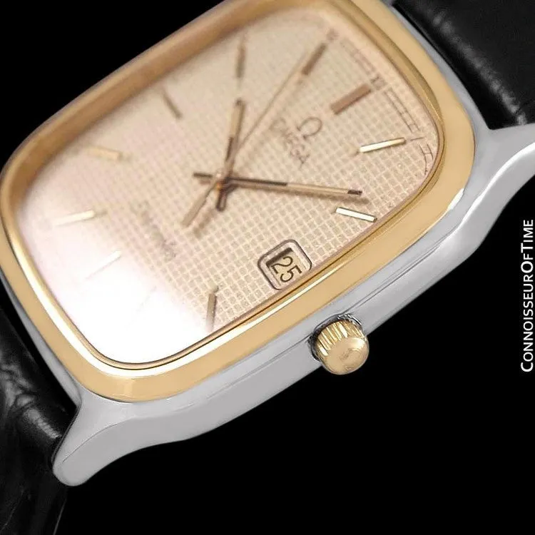 1985 Omega Seamaster Brest Vintage Mens Retro Quartz Watch - Stainless Steel & 18K Gold Plated
