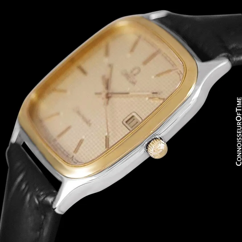1985 Omega Seamaster Brest Vintage Mens Retro Quartz Watch - Stainless Steel & 18K Gold Plated