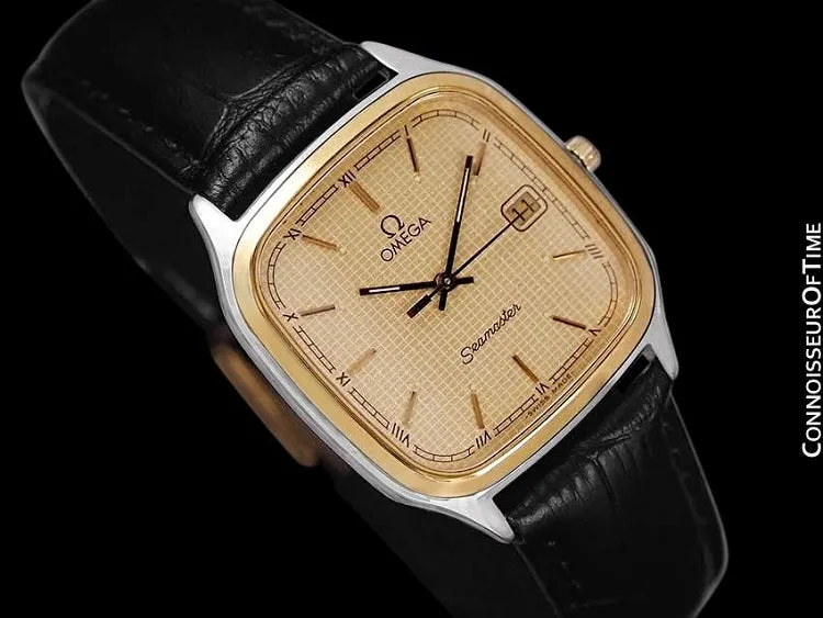 1985 Omega Seamaster Brest Vintage Mens Retro Quartz Watch - Stainless Steel & 18K Gold Plated