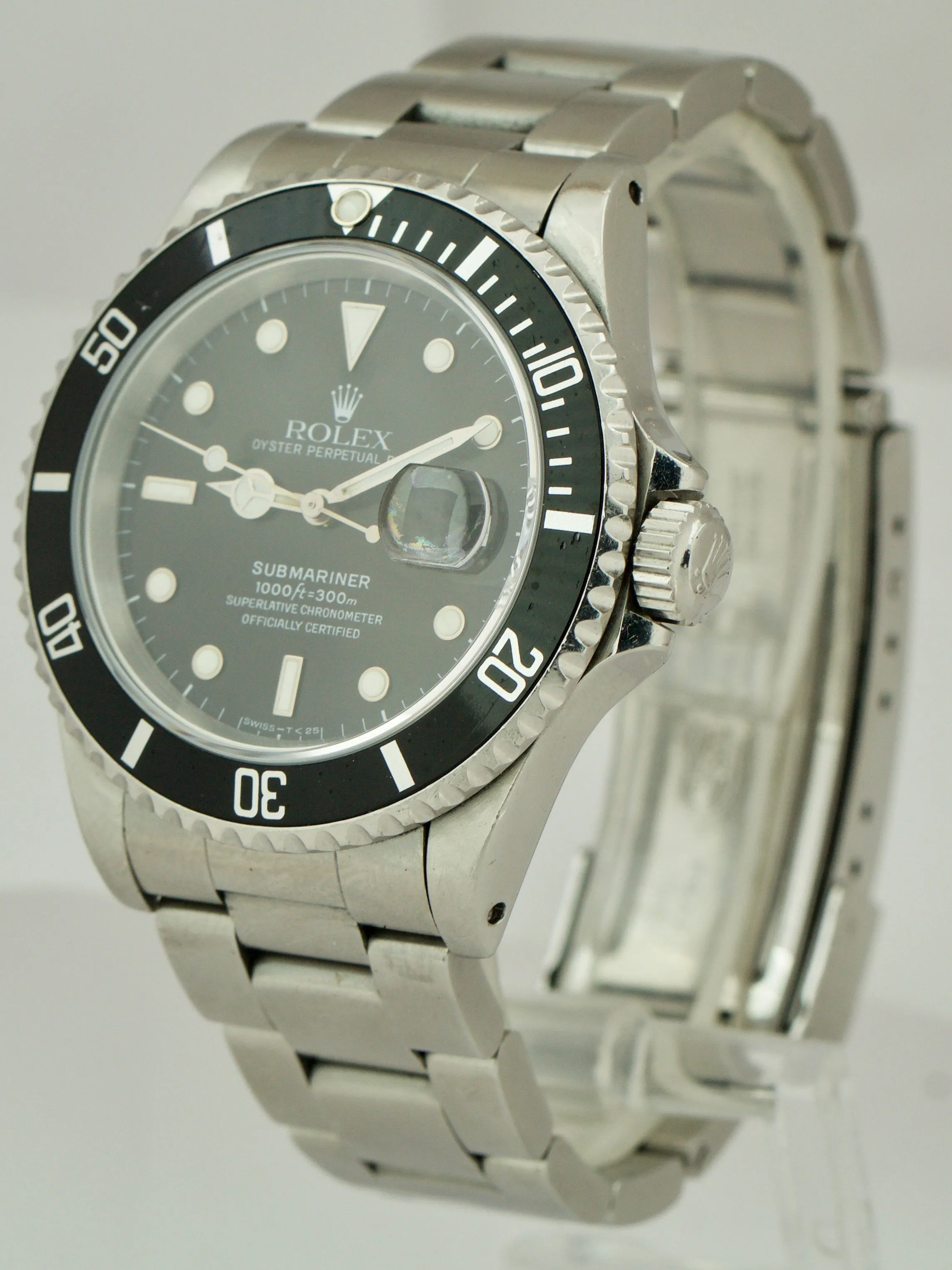 1989 Men's Rolex Submariner Date 40mm Black Stainless Steel Dive Watch 16610