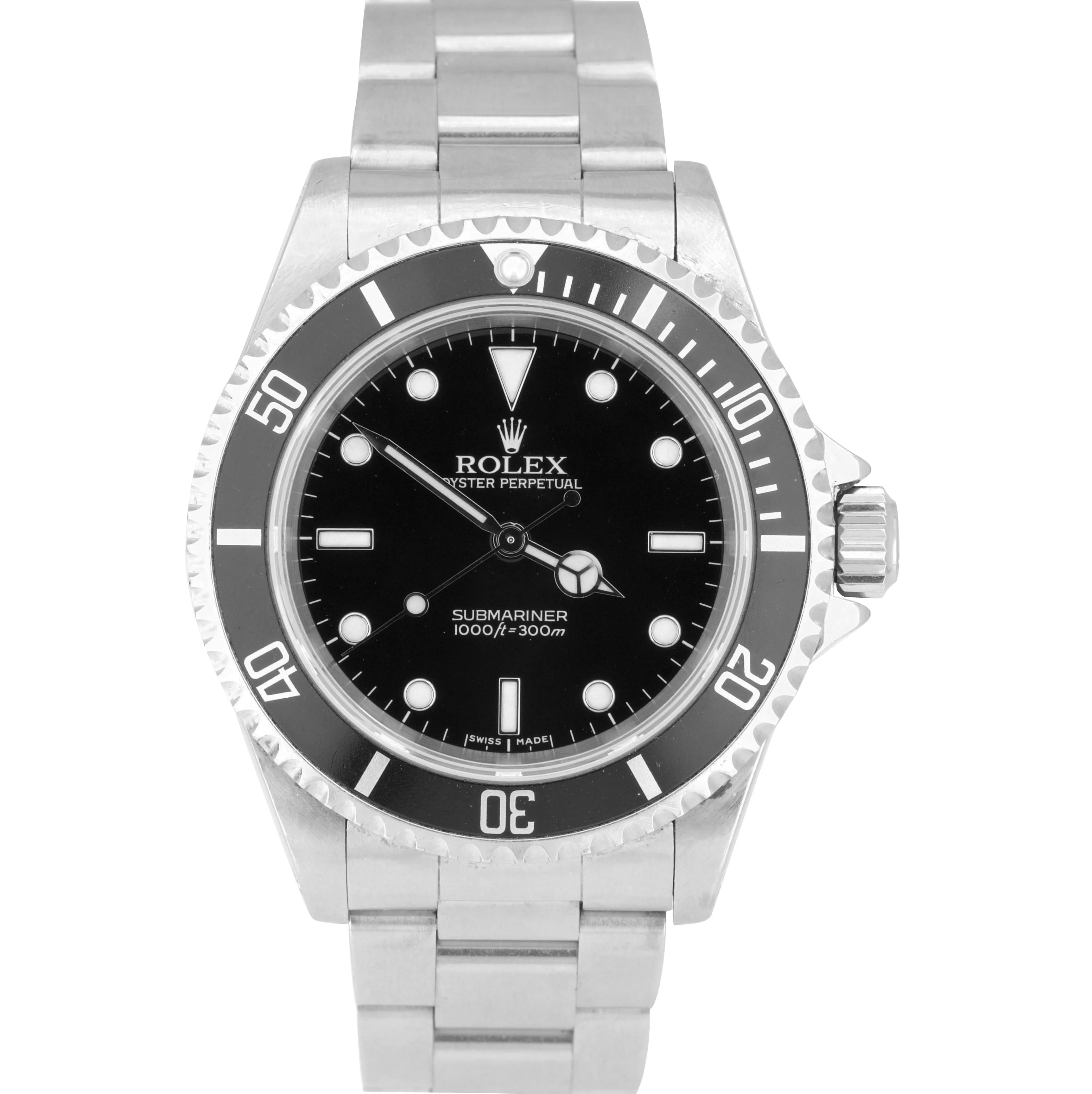 2005 UNPOLISHED Rolex Submariner No-Date Steel Black Dive 40mm Watch 14060