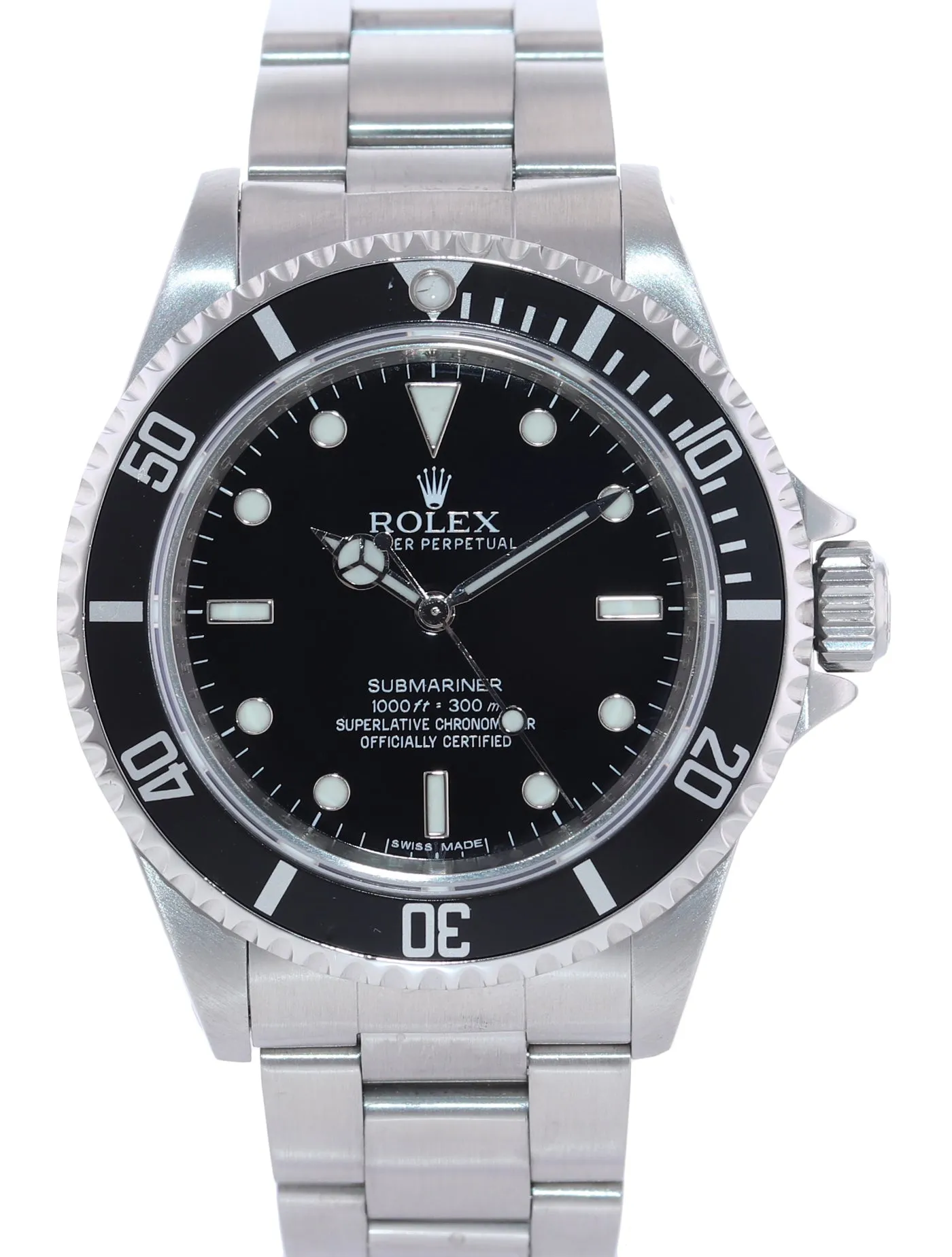2010 Rolex Submariner 4-Line No-Date 14060 Steel Watch ENGRAVED REHAUT Box