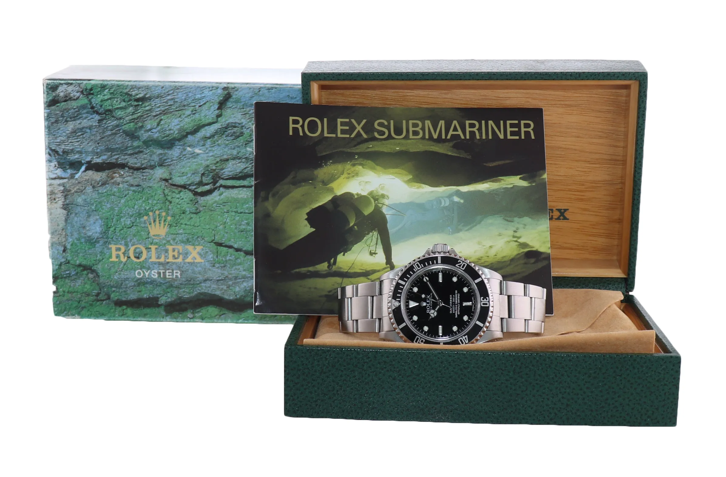 2010 Rolex Submariner 4-Line No-Date 14060 Steel Watch ENGRAVED REHAUT Box