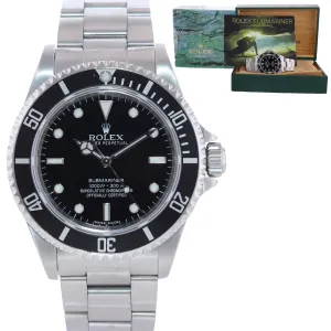 2010 Rolex Submariner 4-Line No-Date 14060 Steel Watch ENGRAVED REHAUT Box