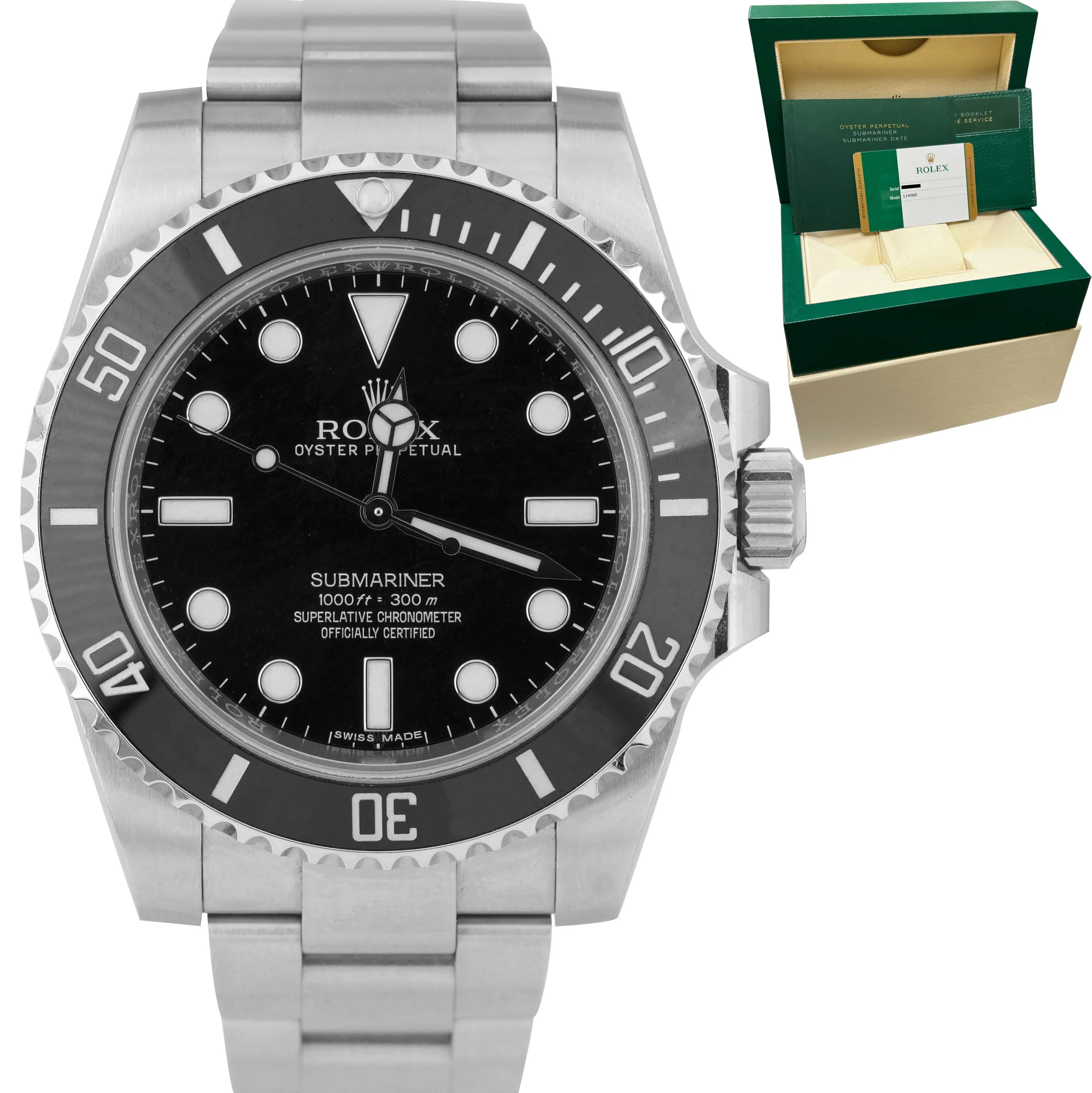 2017 CARD Rolex Submariner No-Date Stainless Steel 40mm Black Watch 114060 B P